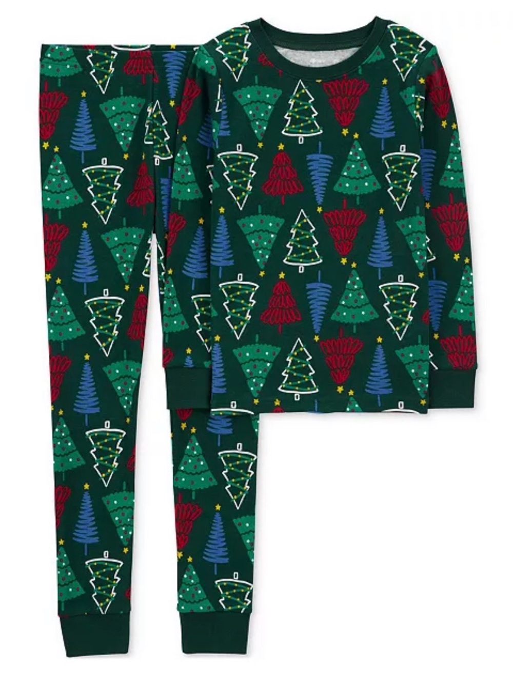 Carters Holiday Christmas Tree Print Pajamas Set 2pc Green red NEW NwT 18mo